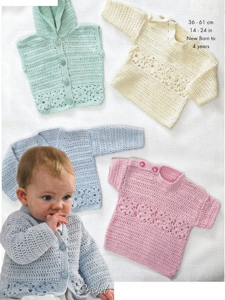 Baby cardigan, baby sweater, baby vest crochet pattern, easy crochet cardigan pdf