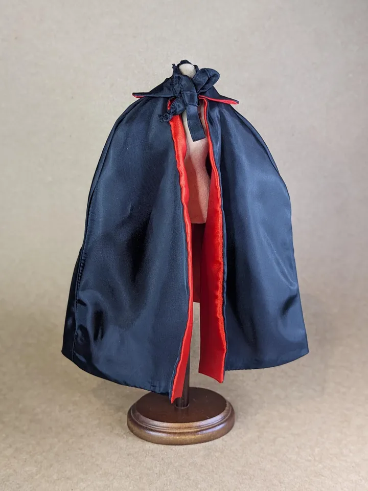 Handmade two-sided black & red Halloween Vampire cape for 12 inches fashion dolls