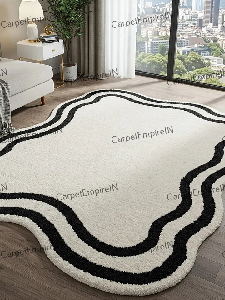 8x10 Irregular Shaped Rug | Hand-Tufted 100% Wool Handmade Layerd Area Rug | Carpet for Home, Bedroom, Living Room, Kids Room, Custom rug.