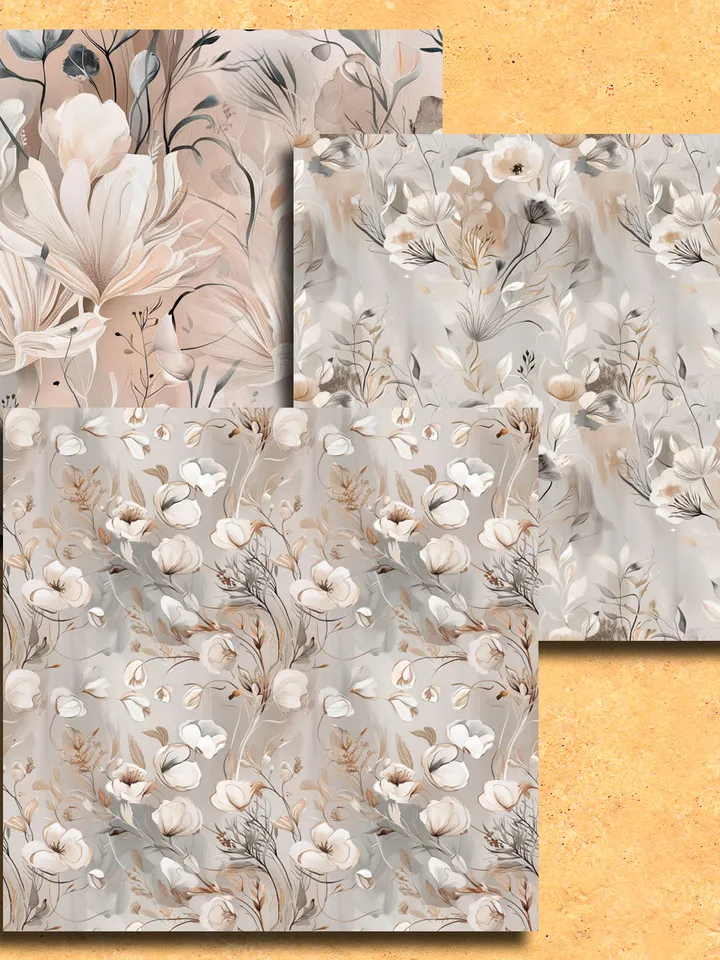 Elegant seamless pattern with flowers in light pastel colors 14 files. Invitation design, digital printed art, for creativity.