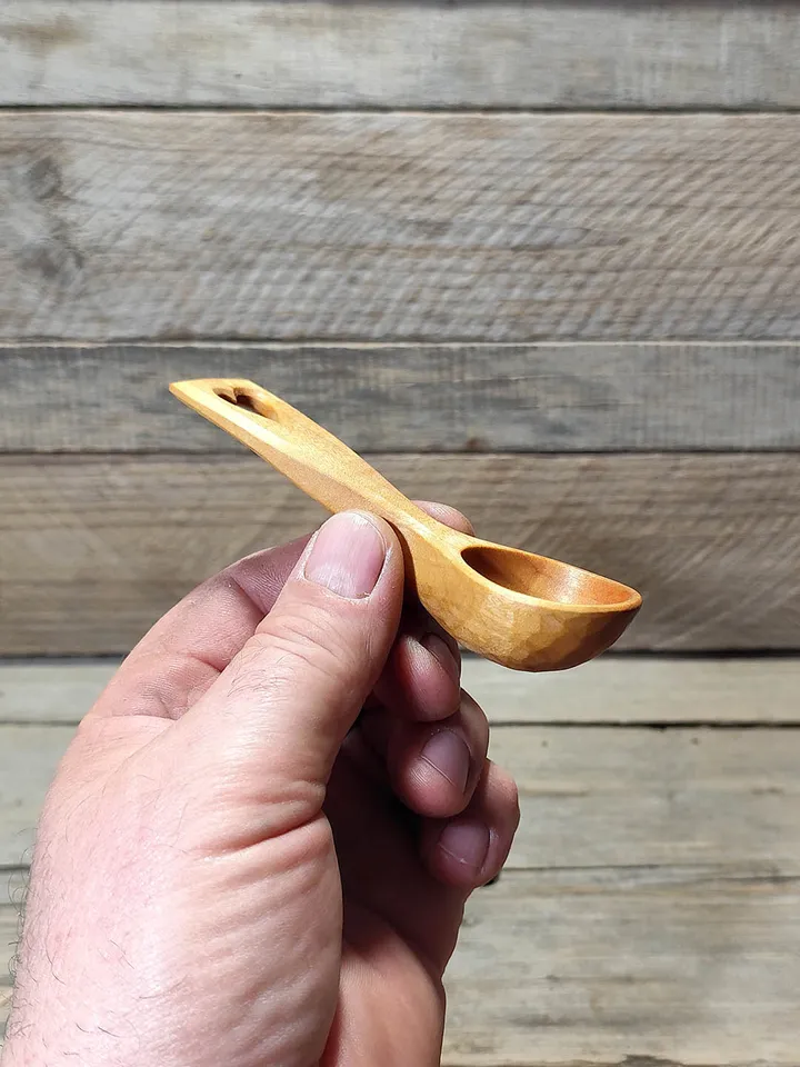 9th anniversary willow gift, Handmade willow ninth anniversary gift, Willow measuring spoon, Heart handle coffee scoop
