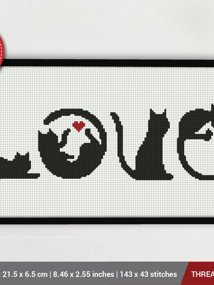 Cats Love Cross stitch pattern | Embroidery Pattern | Instant Download | Embroidery Designs