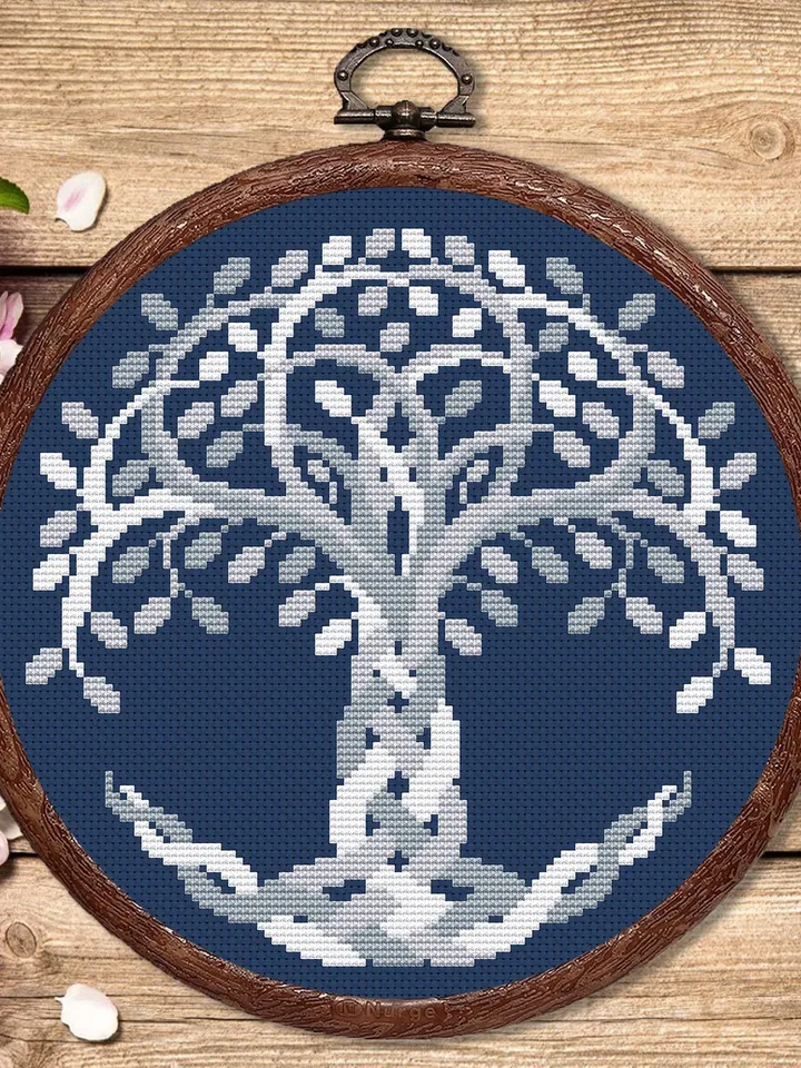 Silver Tree of Life Cross Stitch Pattern, Yggdrasil Cross Stitch Pattern, Folklore Cross Stitch Pattern, Tree of Life Patterns #oth013