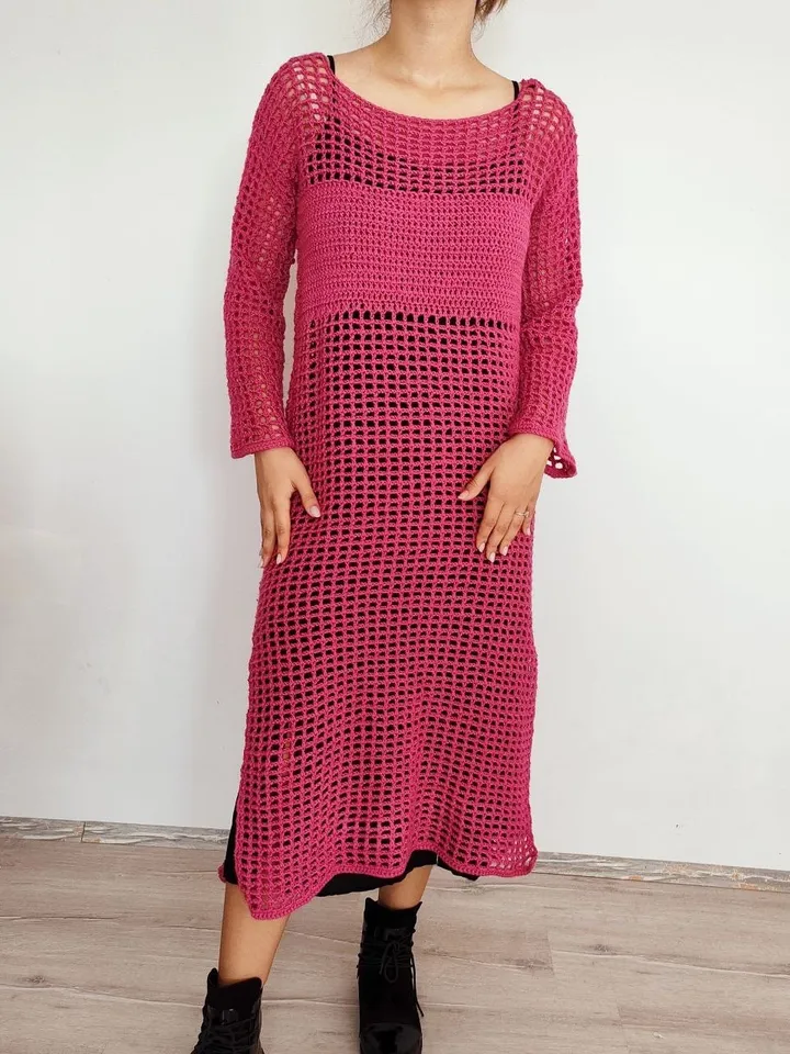 Dress crochet pattern, mesh dress crochet, dress pattern pdf instant download
