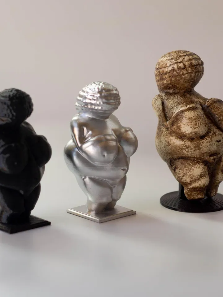 Pack of 3 Ancient Paleolithic Venus of Willendorf Brown, Silver and Black, Museum Replica, Fertility Goddess, Tribal Craft, Museum Replica
