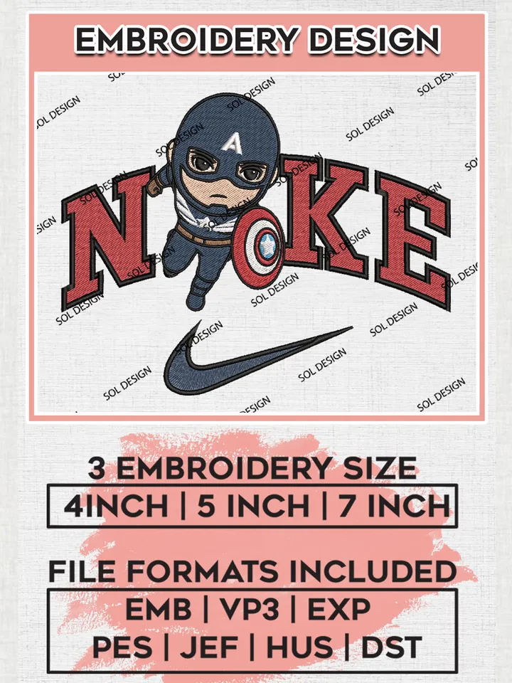 Ni.kee Chibi Captain America Embroidery Designs, Captain America Embroidery Files, Superhero Machine Embroidery Designs, Movie Characters Logo, Marvel Comics Machine Embroidery Design, Digital Download