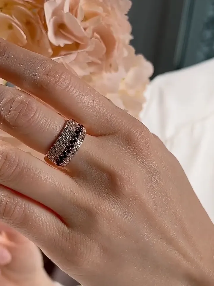 Ring 925 silver gold plated with spinel and cubic zirconia