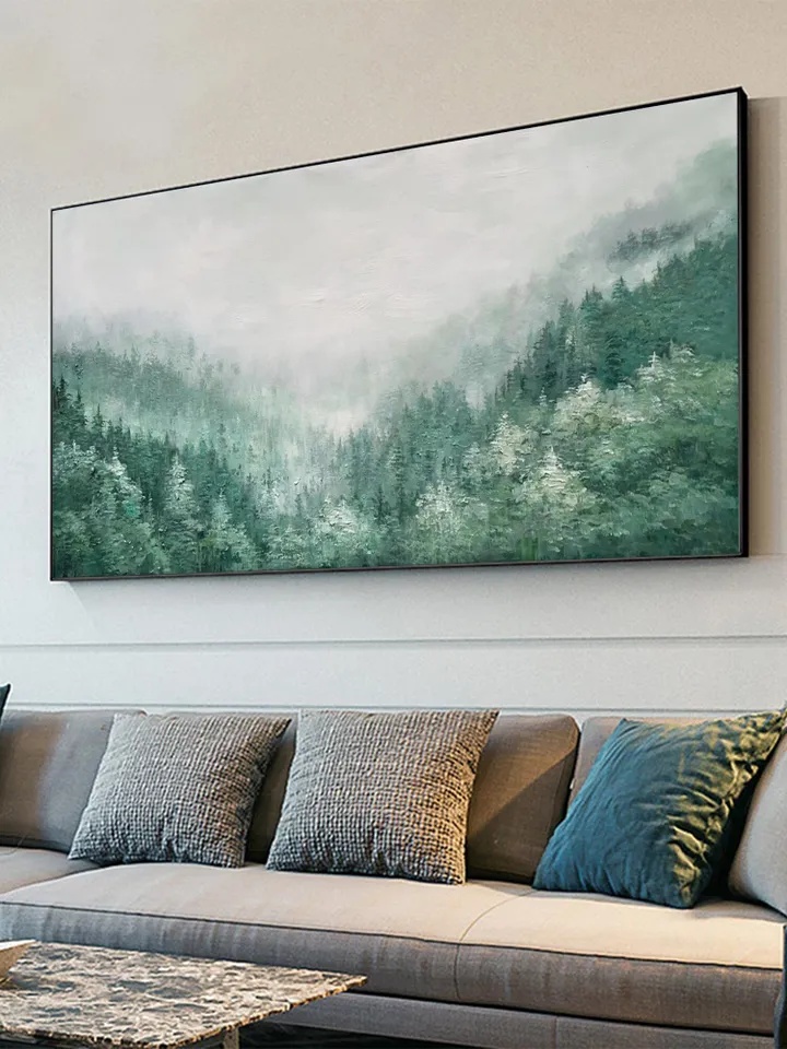 Original Green Forest Painting on Canvas Custom Painting Texture Wall Art Personalized Gift Giant Trees Nature Scenery Art Modern Home Decor