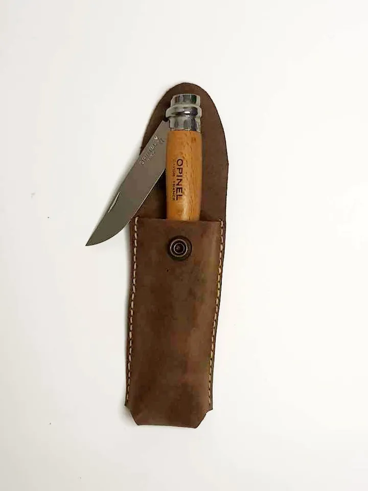 Leather Case for Opinel 7 8 9 10 knife, Knife Sheath for Opinel or similar folding knife, PDF leather sheath Belt Pouch holster PATTERN easy