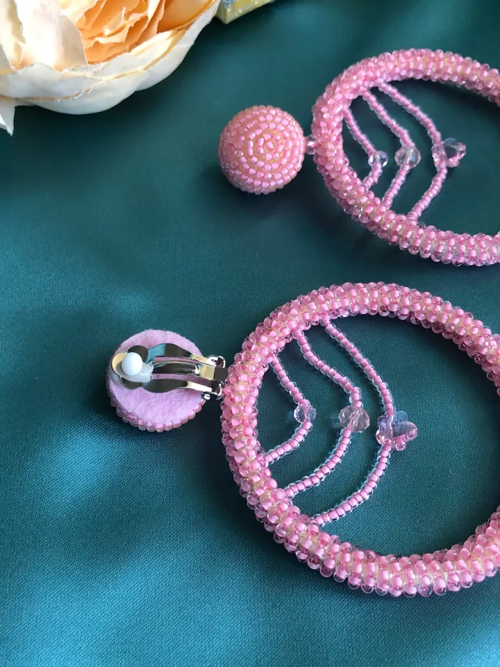 Hoop Beaded Swarovski Crystal clip-on Earrings