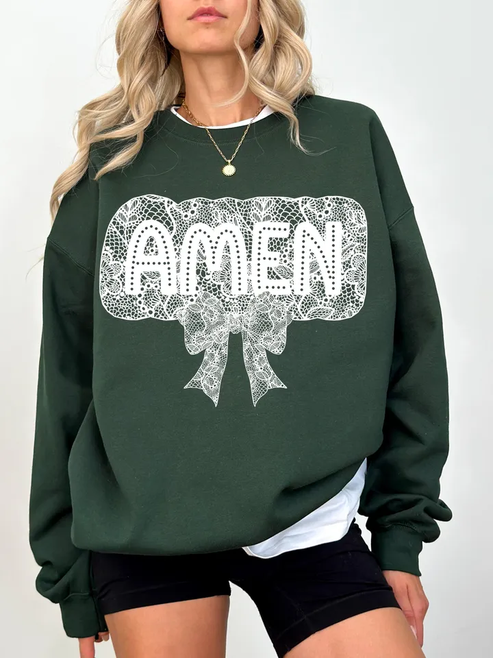 Amen White Lace Bow png, easter png, Lace Coquette Bow png, Spring png, Lace bow easter png, Faux Embroidery Girly, bible verses easter png