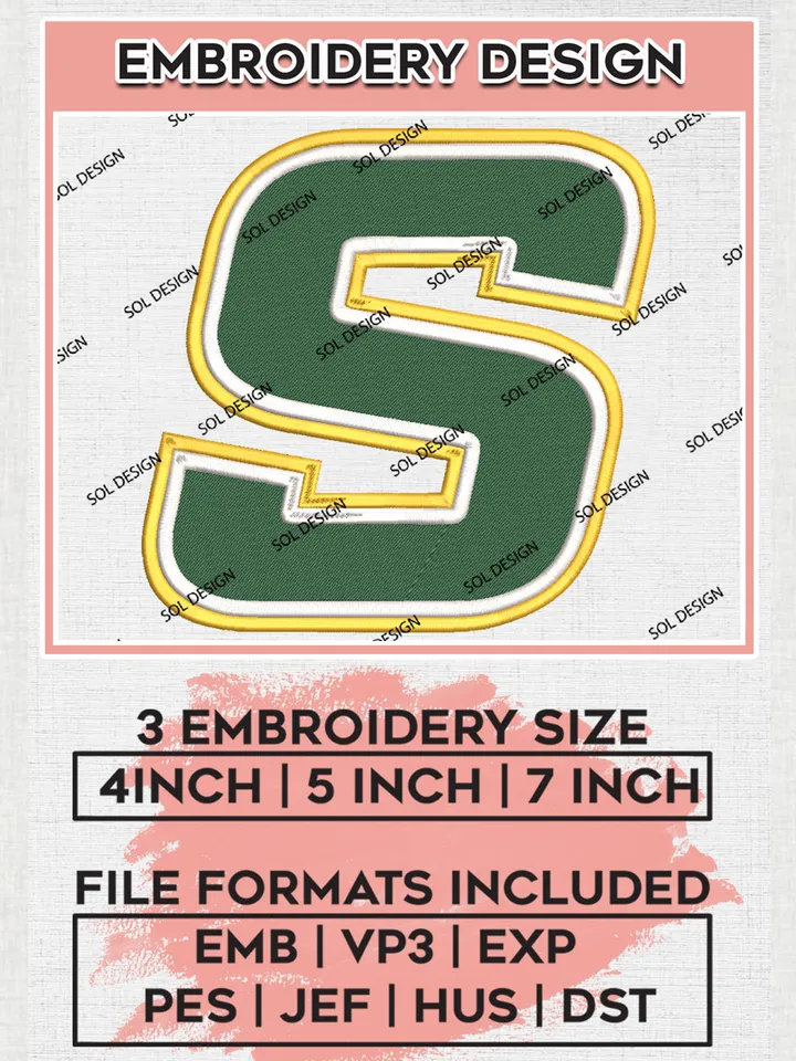 SE Louisiana Lions Football Team Letter Logo Embroidery Design Files, NCAA SE Louisiana Lions Machine Embroidery, NCAA Teams, Game Day, 3 sizes, NCAA Machine embroidery designs, Digital Download