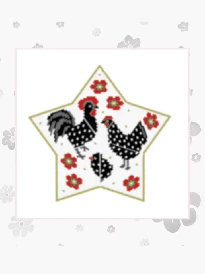 Black Chickens 3D Peyote Star Beading Pattern, Seed Bead Birds Ornament, Beaded Star Pattern