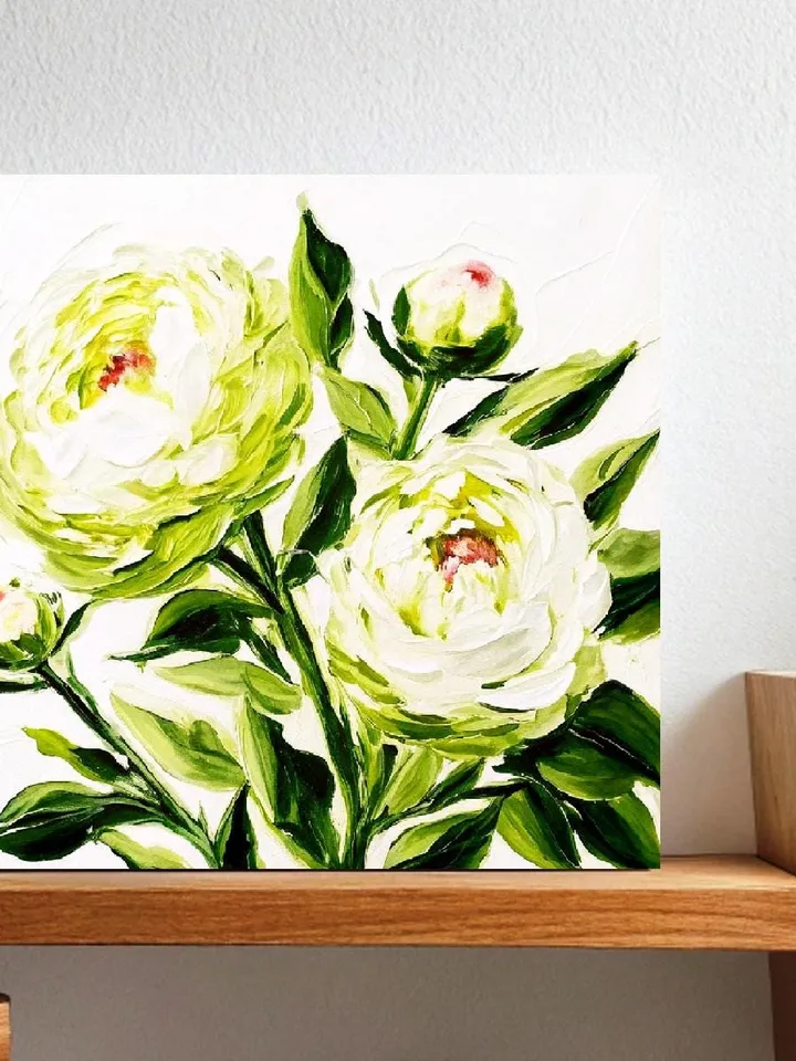 Peony Painting Flower Original Art Blue Peonies Impasto Oil Painting Small Wall Art Gift by ArtProkopaloSv