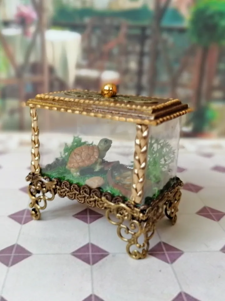 Turtle terrarium. Puppet miniature.1:12 scale.