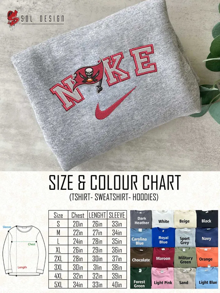 Ni.kee Tampa Bay Buccaneers Team Embroidered Sweatshirt, NFL Buccaneers Embroidered T Shirt, NFL Team Embroidered Sweater, NFL Tampa Bay Buccaneers Shirt, Football Embroidered Hoodie