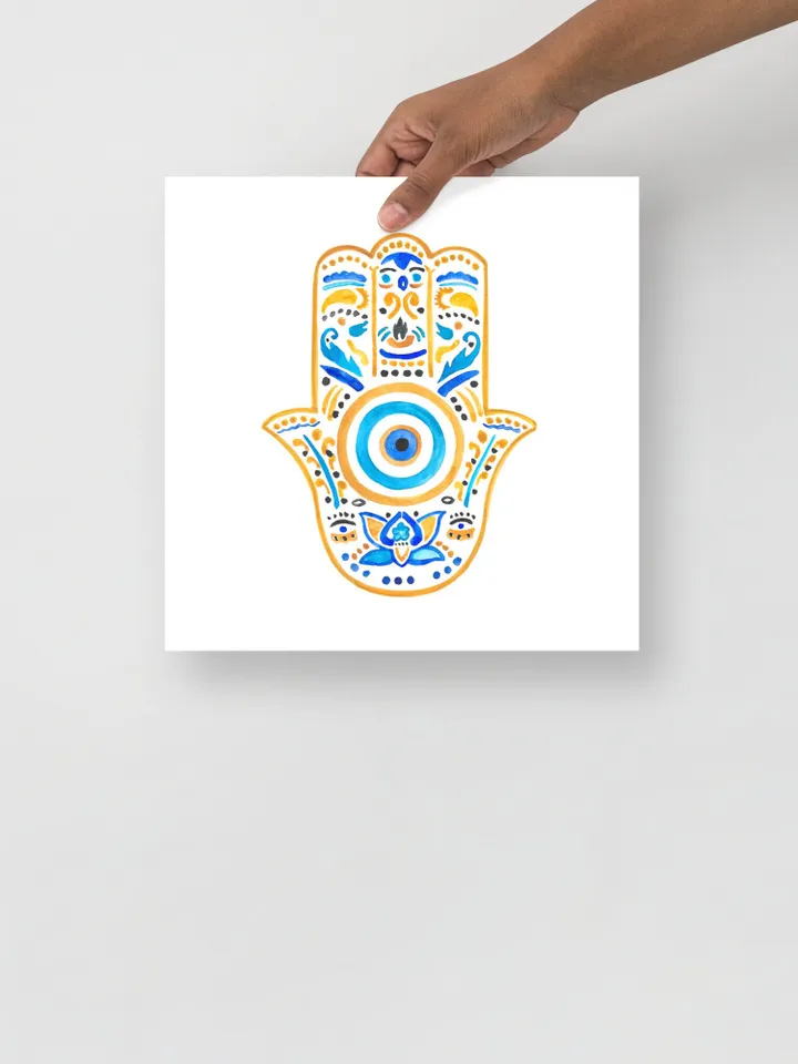 Hamsa Wall Art Watercolor Art Good Luck Decor Boho Wall Print Energy Art Hamsa Welcome Home New Mother Gift Nursery Room Jewish Gift Art