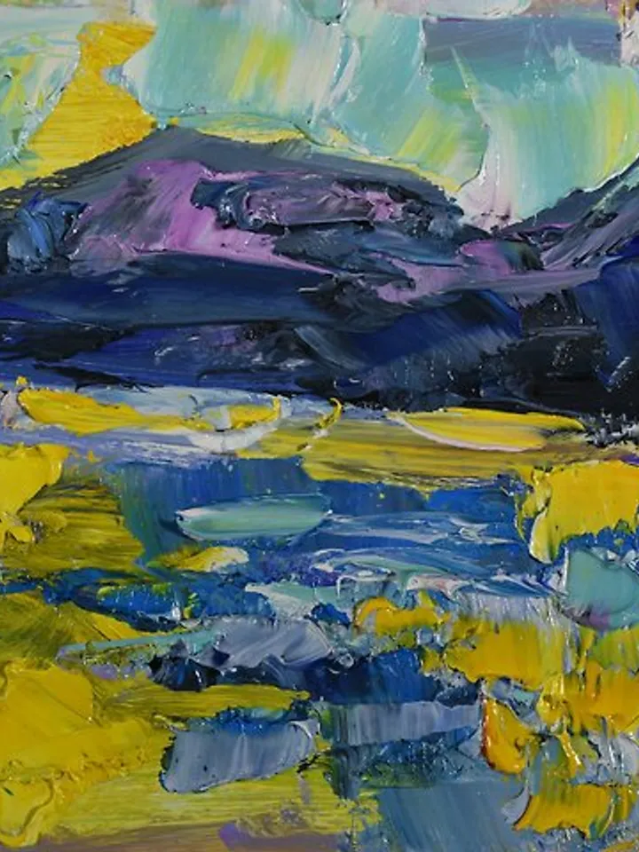 Sunrise Landscape Original Oil Painting Sky Lake Artwork Nature Mountains 油畫原作