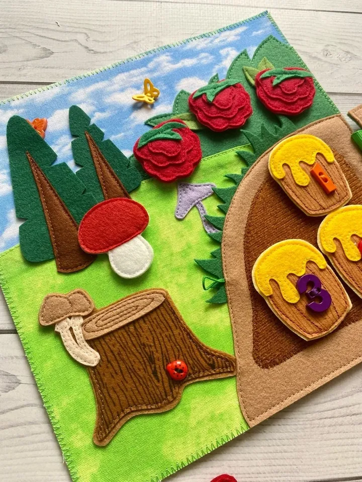 Forest Animals Quiet book Pattern PDF, Felt book pattern, Soft sensory book template, Quiet book sewing ideas for kids 2, 3, 4 year old