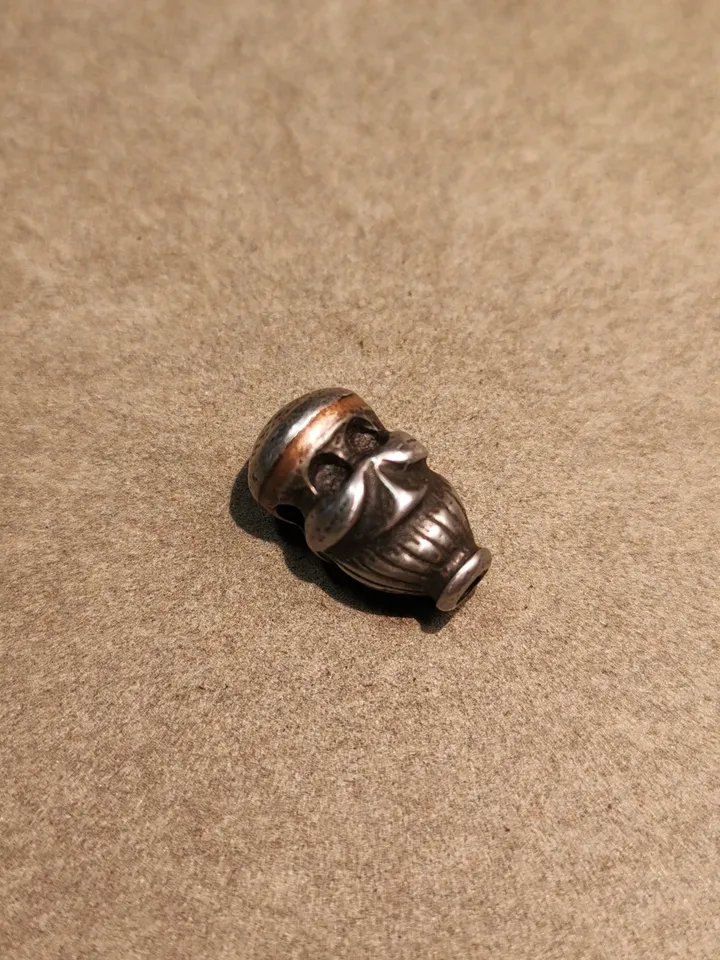 Gandhanra Tibetan Cold Iron Guru Bead,Skull Shape T-drilled 3-Hole Prayer Bead,Mala Bead,Connector Bead for Buddhist Bead Accessories