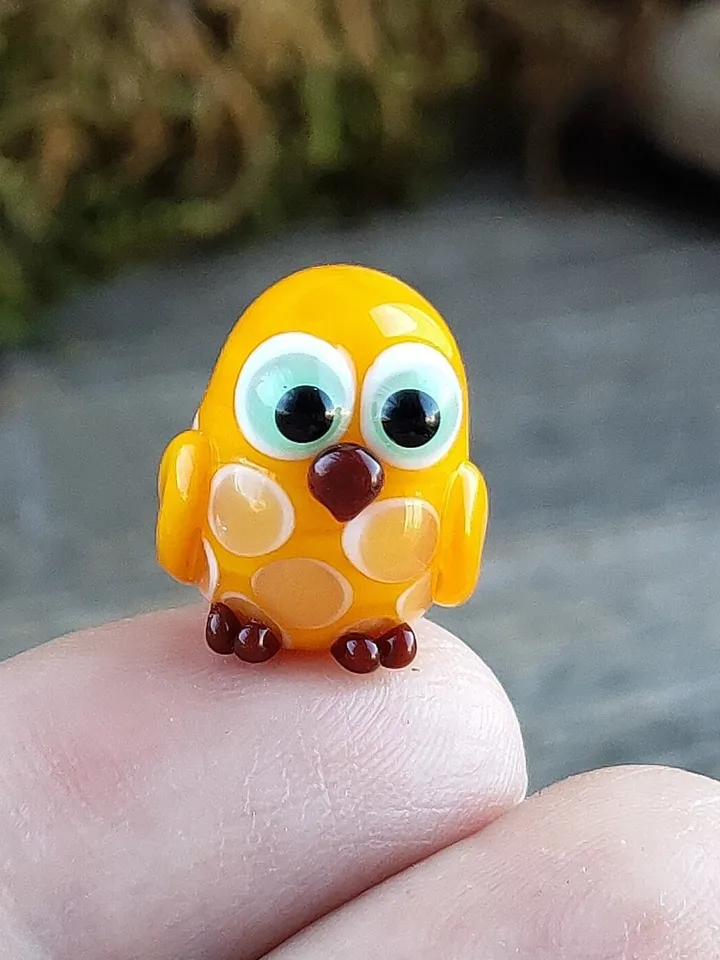 OWL GIFTS Owl figurine Glass Owl decor Owl statue Miniature Owl ornament Owl teacher gift Owl totem Tiny glass animals Owl bead Easter gift