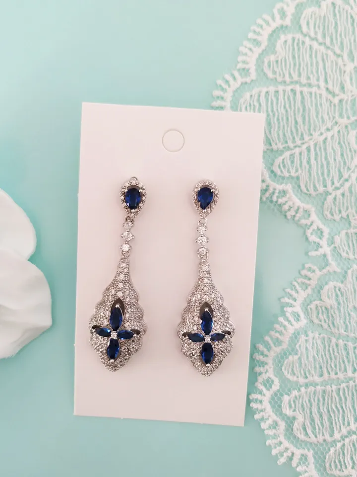Swarovski Crystal Wedding Earrings Bridal Crystal Earrings Art Deco Wedding Jewelry Vintage Bridal Jewelry CZ Vintage Bridal Earrings