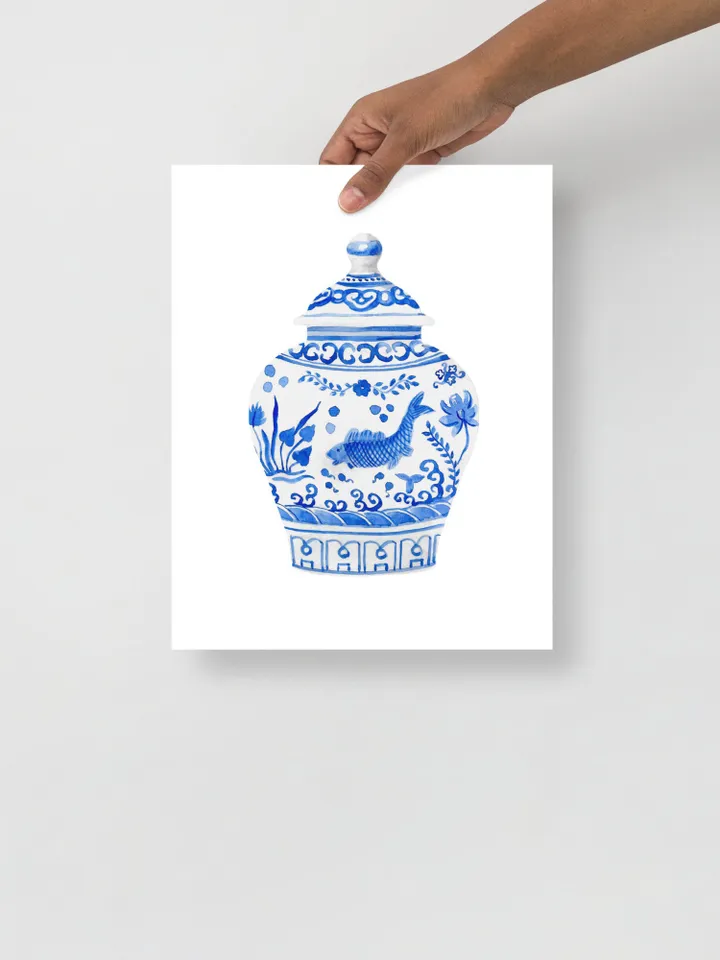 Chinoiserie Wall Art  Traditional Chinese Blue and White Porcelain Vases Giclee Wall Art Room Decoration Home Decor Gift Idea Vintage Poster
