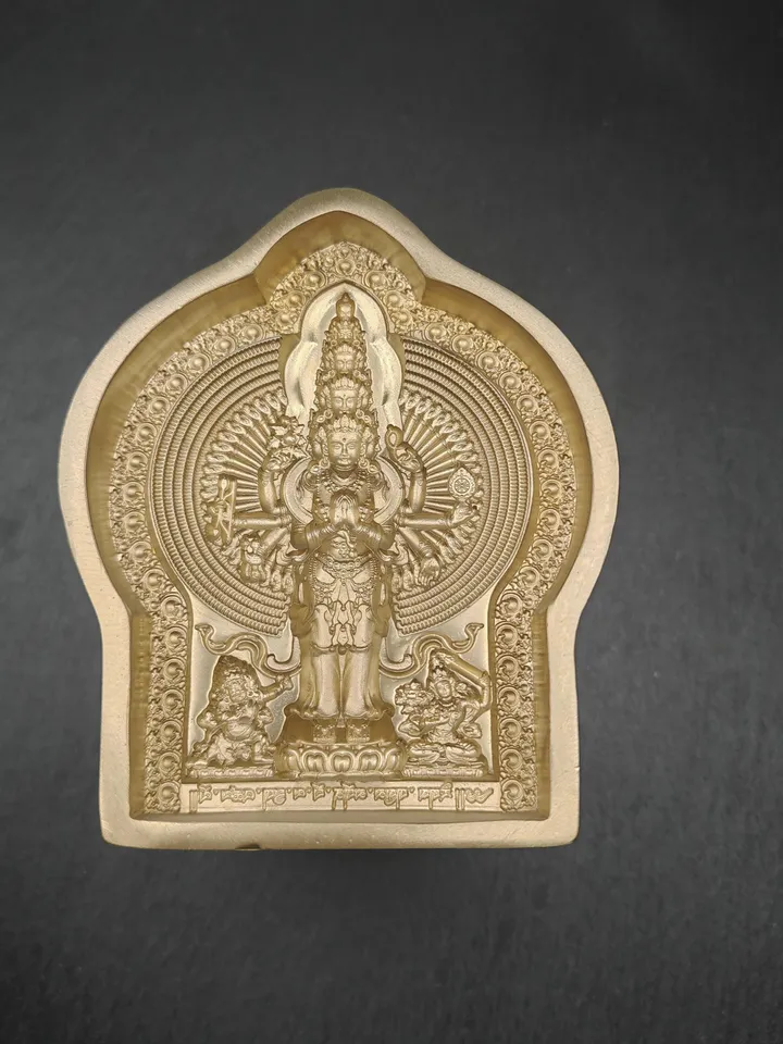 1000 Arms Avalokitesvara Tsa Tsa Mold,Gandhanra Tibetan Copper Mould For Making Clay Buddha Statue Offering,Tsha Tsha Mould，11cm Height