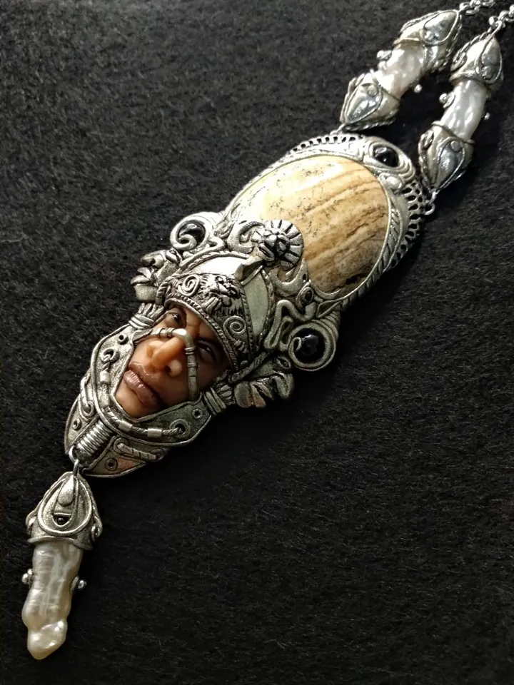 Gemstone necklace Aztec Warrior