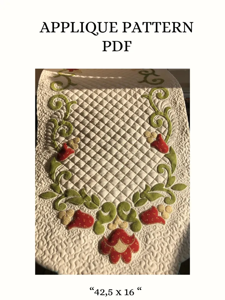 Floral Elegance Table Runner – Appliqué Pattern PDF