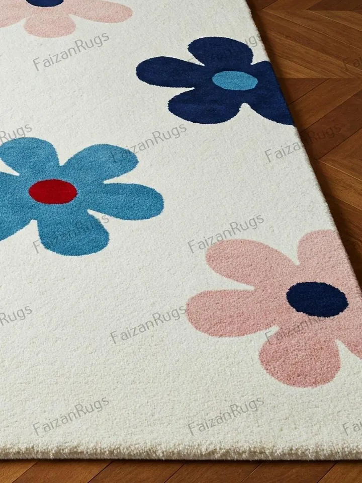 Buy 10x14 White rug, Pink floral rug, 8x10,9x12,10x14, Handmade, area rug, Living room, Dining, kids rug, pink theme, house warming gift