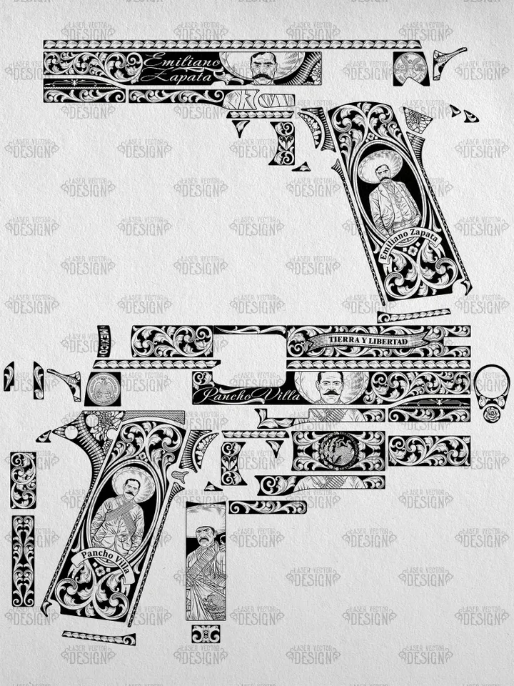 VECTOR DESIGN Rock Island Armory M 1911 A1-FS Emiliano Zapata and Pancho Villa