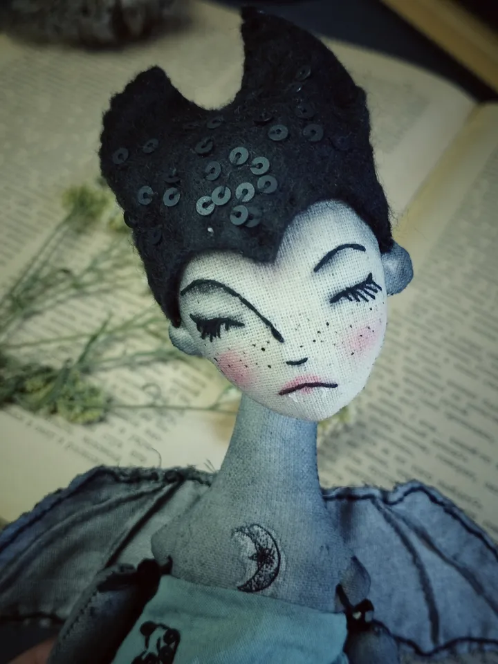 Art textile doll. Bat doll