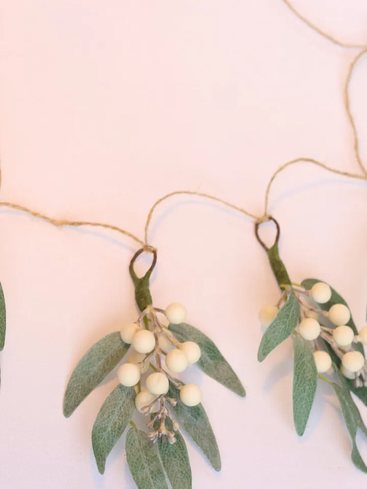 Mistletoe garland Christmas bunting Holiday Rustic Farmhouse Hanging Mistletoe decor