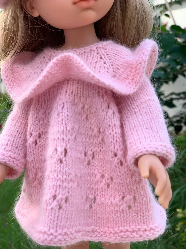 PDF Knitting Pattern Tutorial Dress with Flounce for Paola Reina doll (12&quot;/32 cm) eng