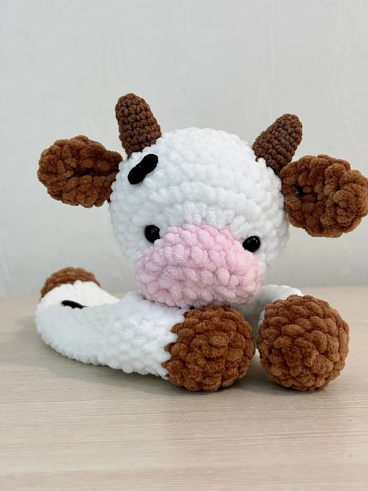 Crochet cow snuggler pattern Amigurumi cow lovey tutorial Cute baby blanket pattern