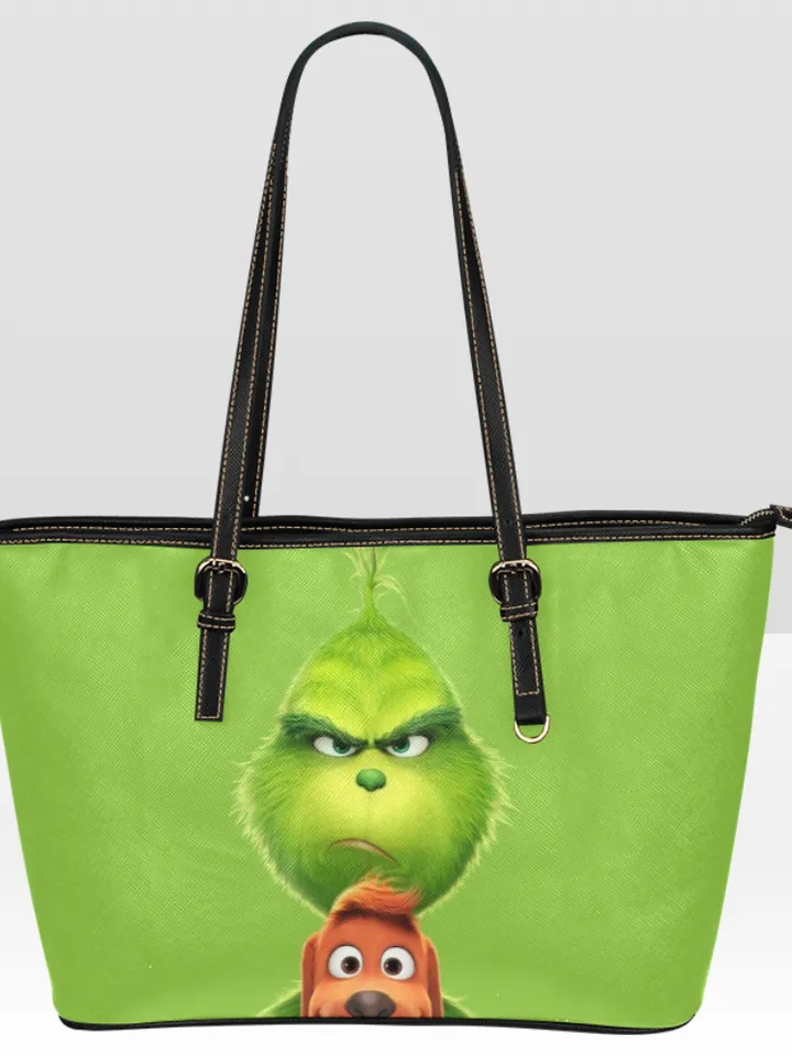 Grinch Leather Tote Bag