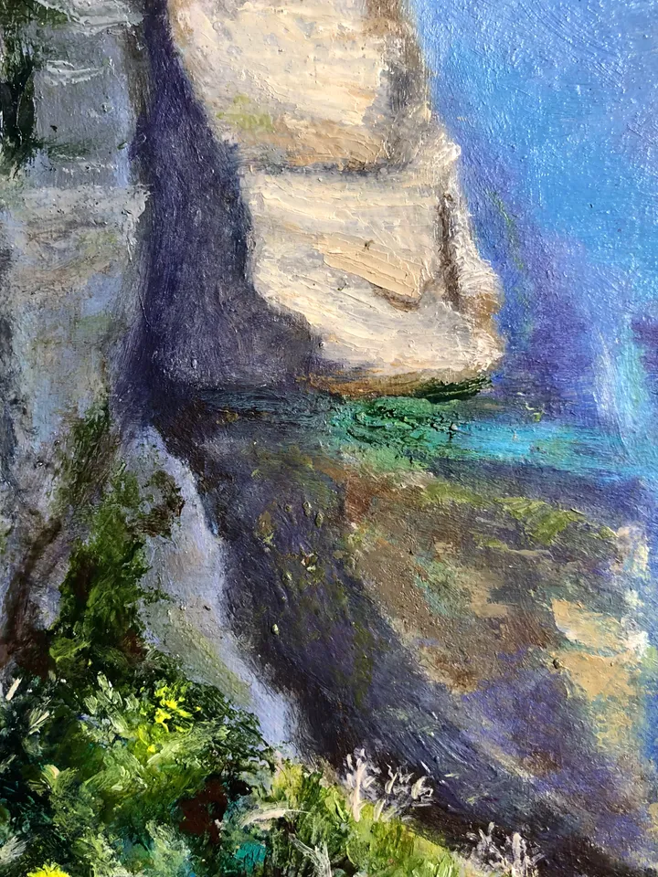 Rocky coast seascape original oil painting hand painted modern painting wall art 6x9 inches