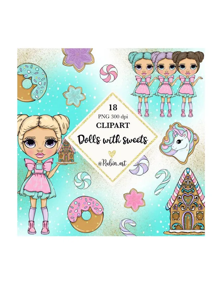 Wonderful Donut clipart, Christmas Cookie Clipart, Girl clipart, Clipart Bundle, Sublimation Designs, Digital Clipart, Baking Clipart, Cooking Clipart