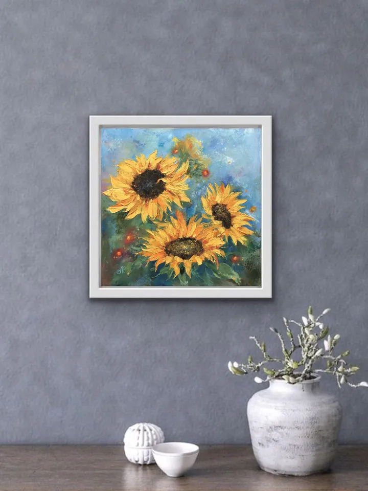 Sunflower Oil Painting Original Still Life Painting Flowers Wall Art