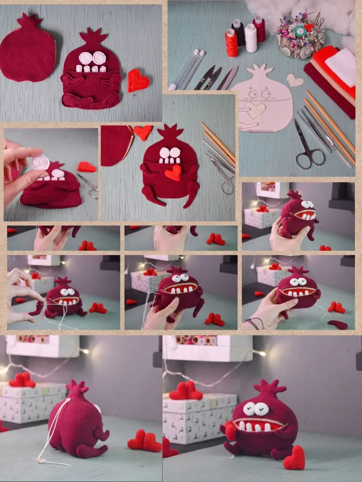 PDF Fleece Toy Pattern ā Softie Pomegranate Plush Tutorial