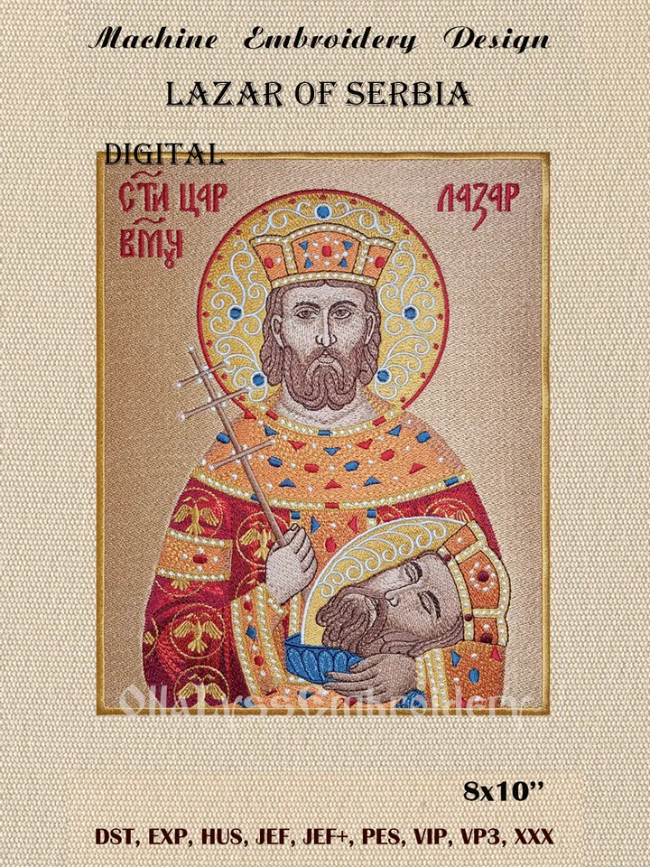 Lazar of Serbia embroidery design