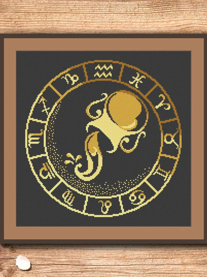 Aqvarius Cross Stitch Pattern, Zodiac Cross Stitch, Embroidery Zodiac, Signs of the Zodiac Pattern, Modern Cross Stitch #zdc011