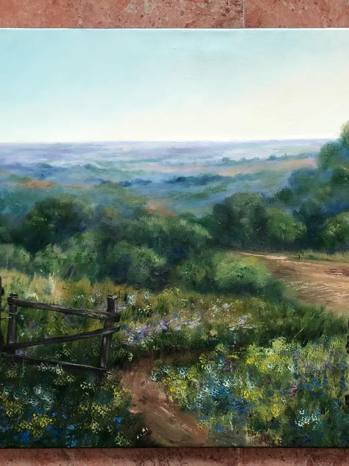Original Landscape Meadow Oil Painting Field Wall Art Summer Landscape