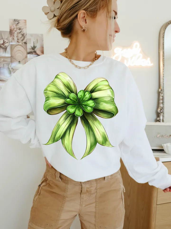 St. Patrick’s Day Bow png, St Patricks Coquette PNG, Green Coquette PNG, 4 leaf clover png, St Patrick's Day png, Irish png, Shamrock png