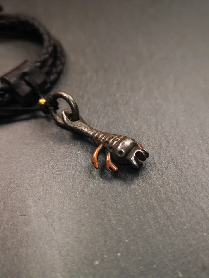 Gandhanra Antique Tibetan Thokcha Amulet Pendant,Scorpion Guru of Padmasambhava, Buddhist Scorpion Totem, Made of Thunder Iron,1.26"