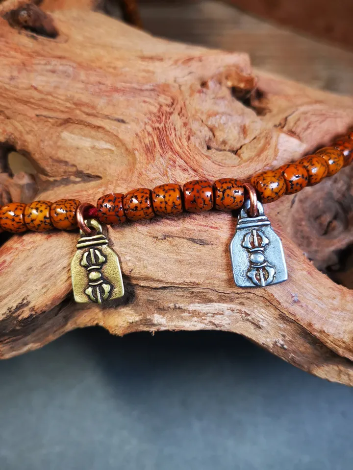 Gandhanra Handmade Mala Counter Pendant, Cold Iron Vajra Pendant,Prayer Beads Accessories
