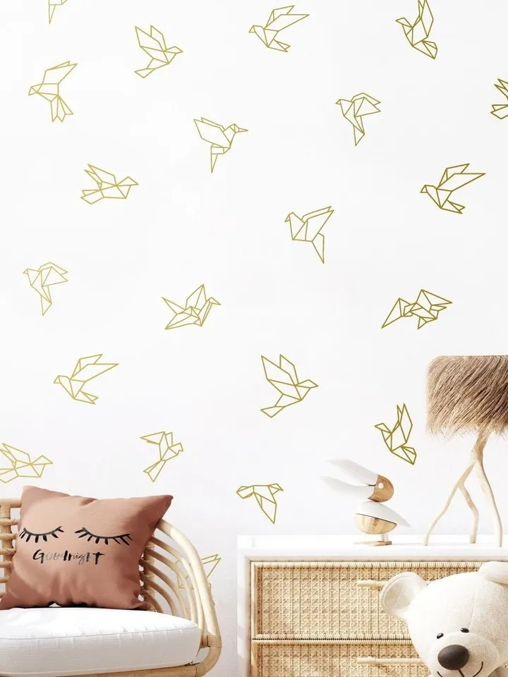 Origami bird Wall Decals - Origami Bird Wall Decal, Birds Wall Sticker, Nursery Décor h203