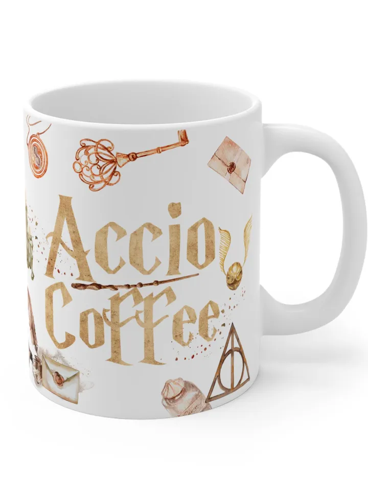 Accio Coffee Cup Mug 11oz - Wizarding World Inspired Ceramic Tea Cup Coffee Lovers, Wizard Gift, Magic Mug, Muggle Cup, Novelty Drinkware