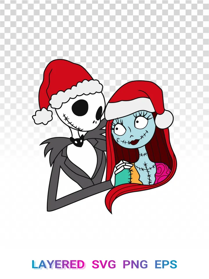 💕 Jack Sally Christmas SVG, Nightmare Before Christmas PNG